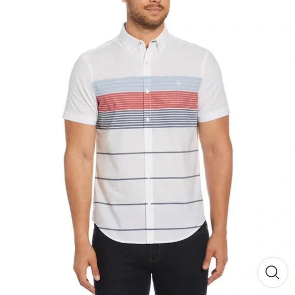 Original Penguin Shirts New Penguin Engineered Multi Stripe